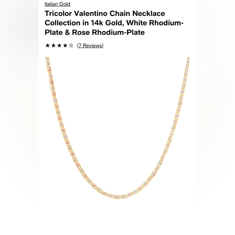 18” Chain necklace in 14K gold, White Rhodium-Plate & Rose Rhodium - Picture 6 of 9